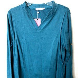 JOYMOM Maternity Notch Neck Cuffed Sleeve Nursing